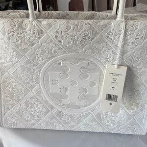Tory Burch Ella Bio Perforated White Handbag